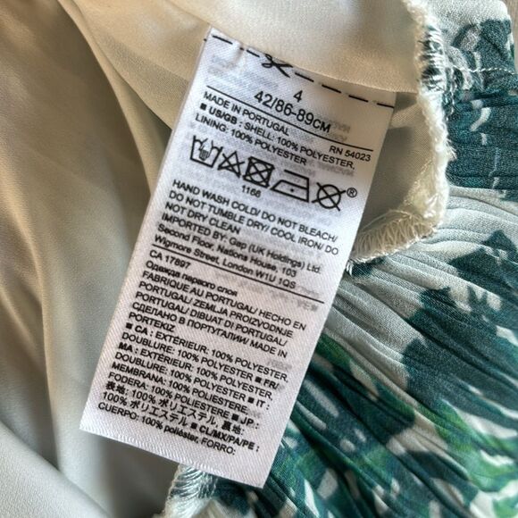 Banana Republic Cold Shoulder Pleated Flounce Top Tropical Palm Leaf Top Sz 4 - Picture 11 of 12